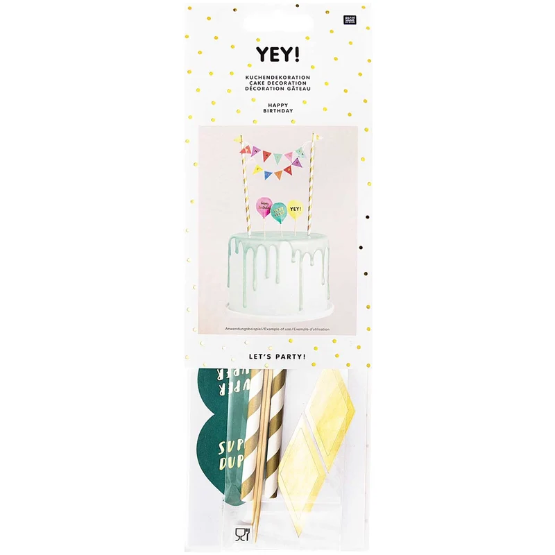 CAKE TOPPER - HAPPY BIRTHDAY FLAGS