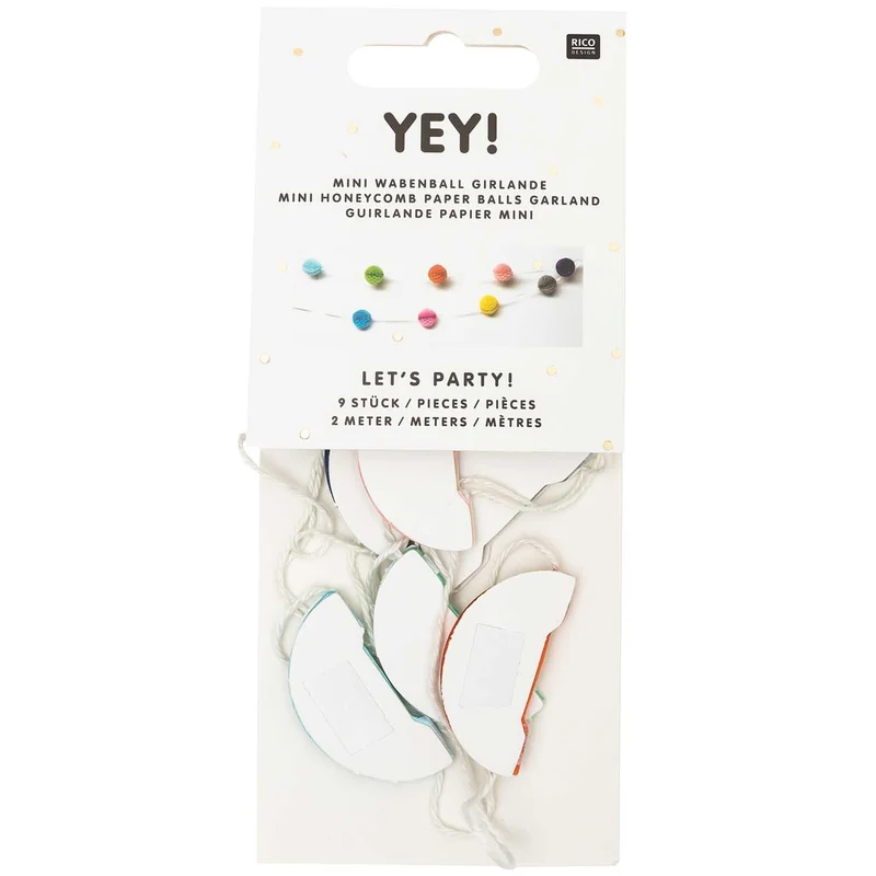 MINI HONEYCOMB PAPER BALLS GARLAND - MULTI
