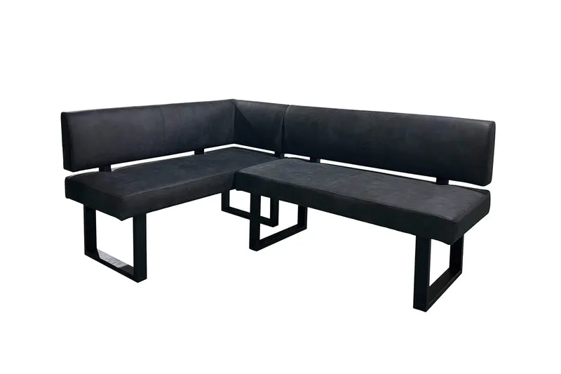Eckbank VANCOUVER / Vintage Mikrofaser oder Webstoff anthrazit / Metall Gestell schwarz pulverbeschichtet / Langer Schenkel rechts oder links / Taschenfederkern / 181,5 x 125, H 86 cm