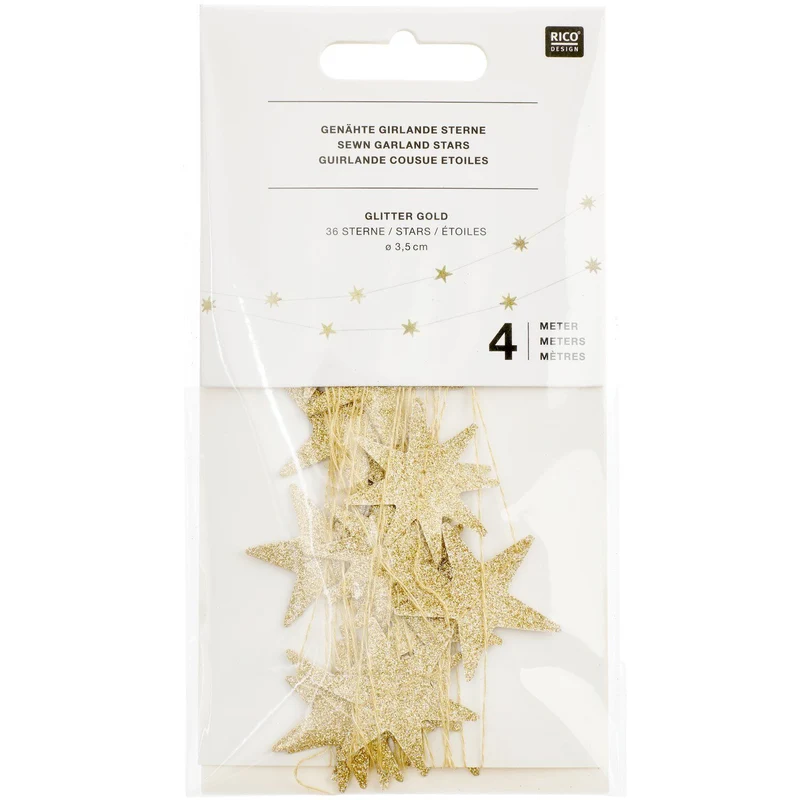 SEWN GARLAND - ADVENT GOLD STARS (5M)