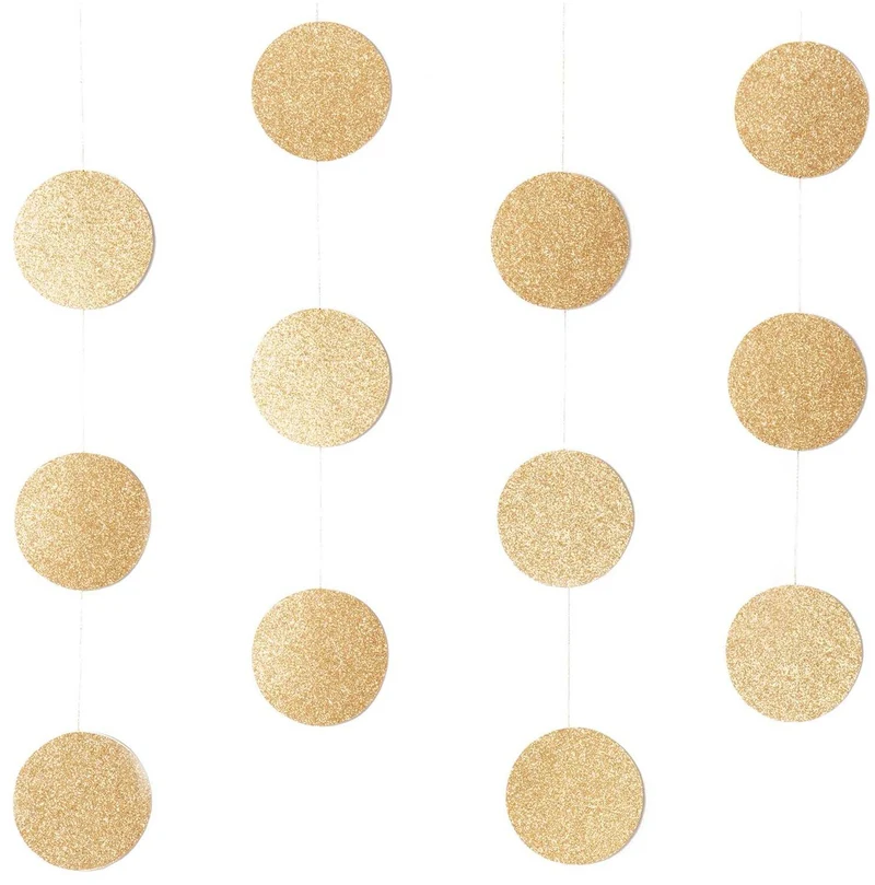 SEWN GARLAND - LARGE GLITTER GOLD CIRCLES (1.7M)