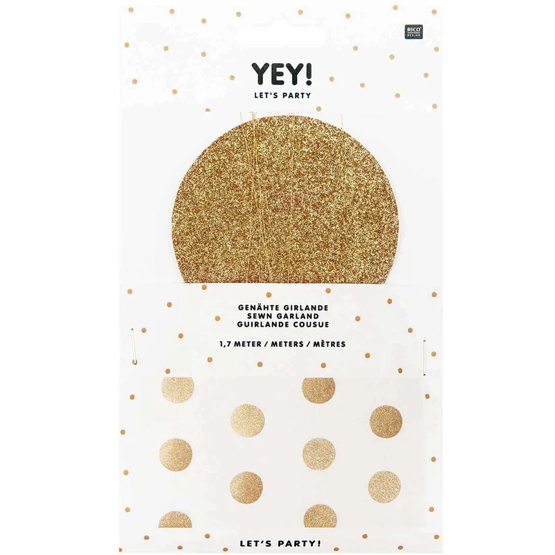 SEWN GARLAND - LARGE GLITTER GOLD CIRCLES (1.7M)