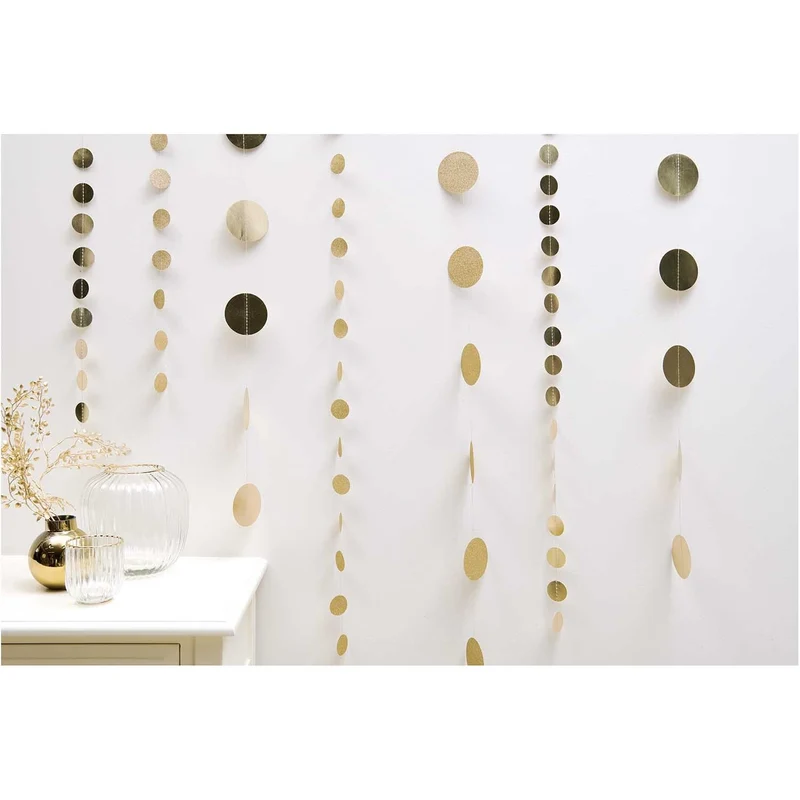 SEWN GARLAND - LARGE GLITTER GOLD CIRCLES (1.7M)