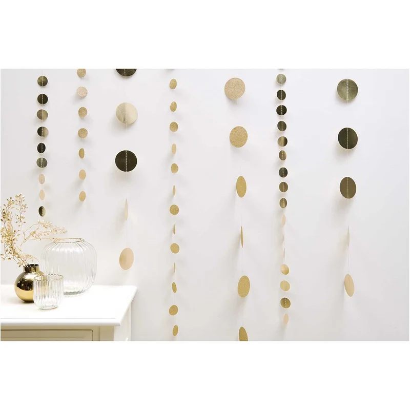 SEWN GARLAND - SMALL GLITTER GOLD CIRCLES (2M)