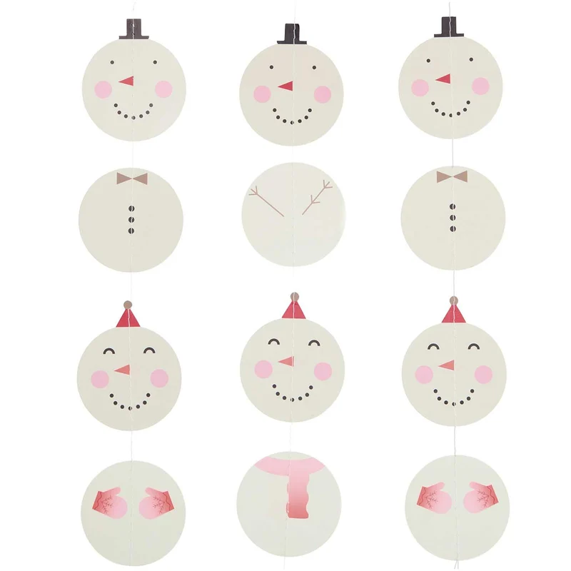SEWN PAPER GARLAND - SNOWMEN