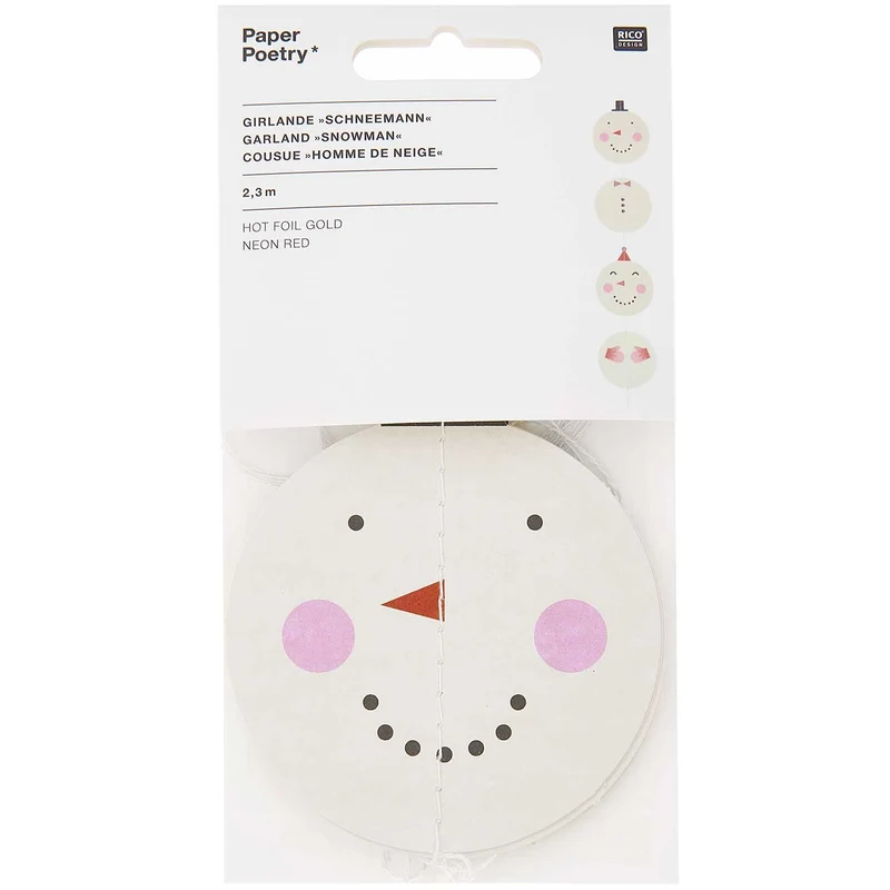 SEWN PAPER GARLAND - SNOWMEN