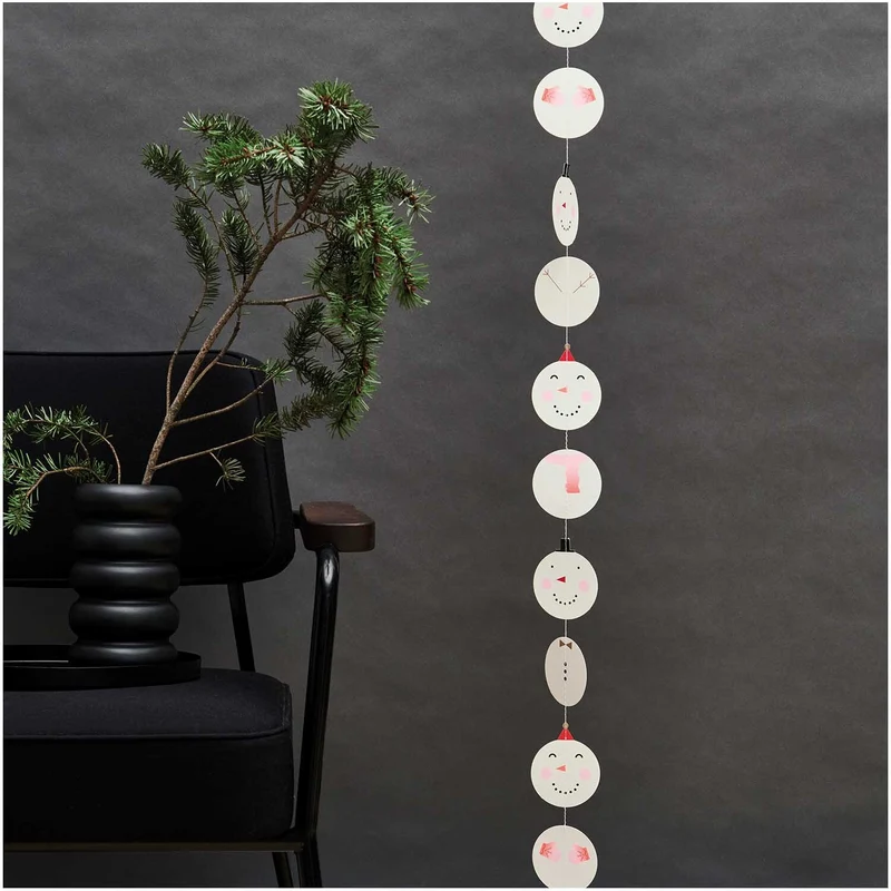 SEWN PAPER GARLAND - SNOWMEN