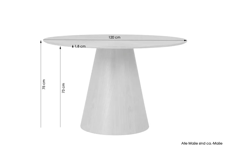 Esstisch ROND / runde Tischplatte / Echtholz-Furnier Eiche natur / für bis zu 5 Personen / D 120, H 75 cm