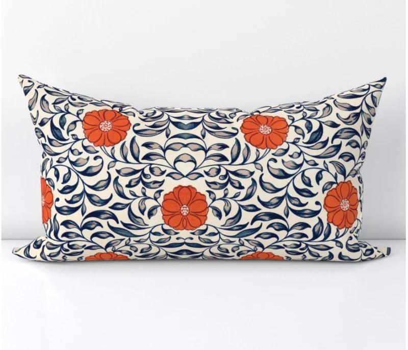 Floral Body Pillow Case, Lumbar Linen Fall Pillows, Linen Cushion Cover