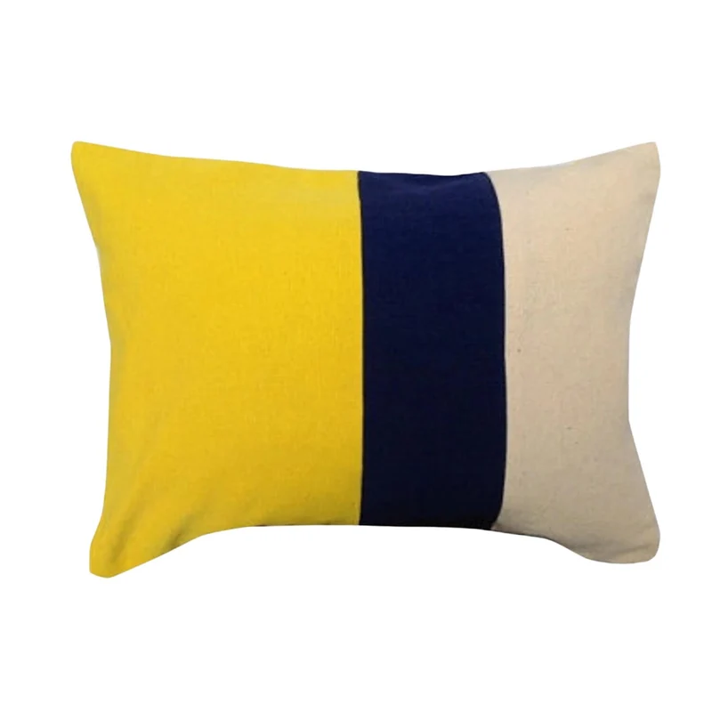 Yellow Navy Color Block Throw Pillows for Sofa Modern Lumbar Pillow for Couches Decorative accent pillows for Home
