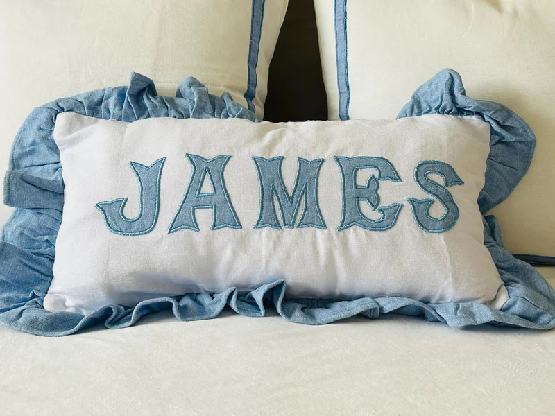 Applique Name Pillow Cover, Monogrammed Lumbar Pillow, Baby Room Pillow for Nursery Baby Shower Gift