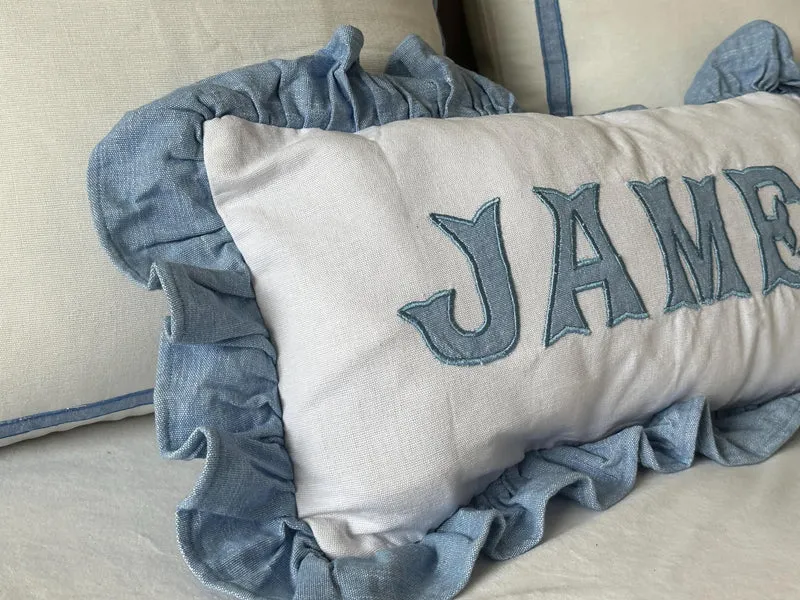 Applique Name Pillow Cover, Monogrammed Lumbar Pillow, Baby Room Pillow for Nursery Baby Shower Gift