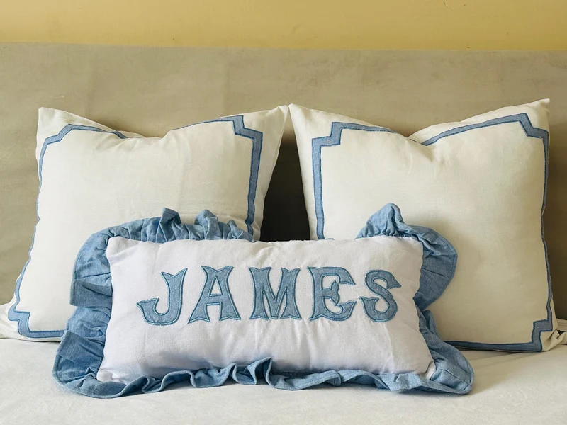 Applique Name Pillow Cover, Monogrammed Lumbar Pillow, Baby Room Pillow for Nursery Baby Shower Gift