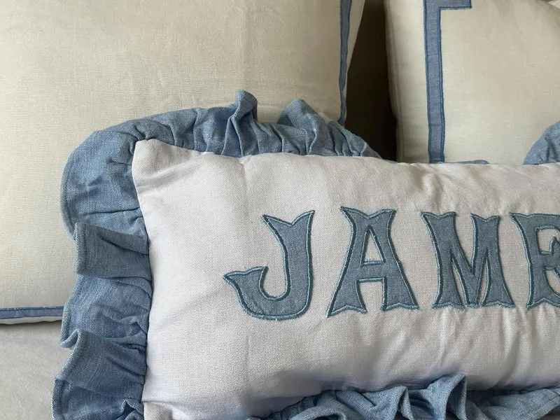 Applique Name Pillow Cover, Monogrammed Lumbar Pillow, Baby Room Pillow for Nursery Baby Shower Gift