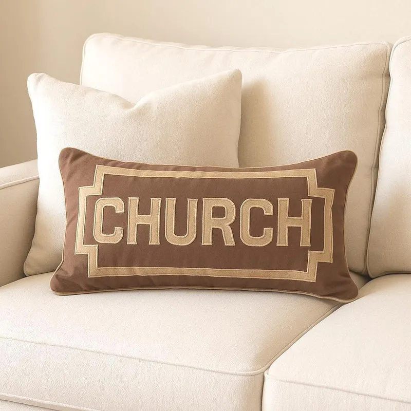 Name Appliqued Lumbar Pillow Covers, Brown Sofa Accent Throw Pillows Gifts for Birthday
