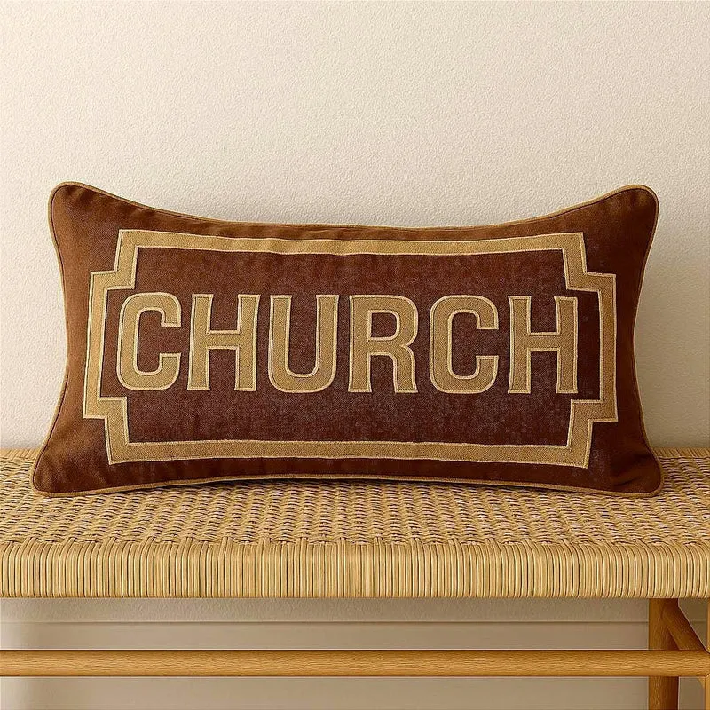 Name Appliqued Lumbar Pillow Covers, Brown Sofa Accent Throw Pillows Gifts for Birthday
