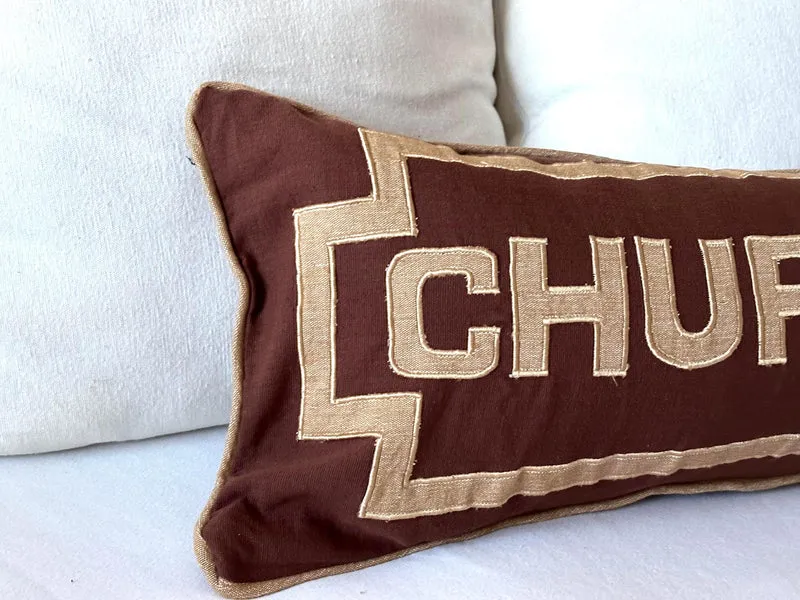 Name Appliqued Lumbar Pillow Covers, Brown Sofa Accent Throw Pillows Gifts for Birthday