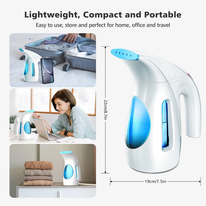 HiLIFE Steamer for Clothes, Portable Handheld Design, 240ml Big Capacity, 700W, Strong Penetrating Steam, Removes Wrinkle, for Home, Office(ONLY FOR 120V)-Black