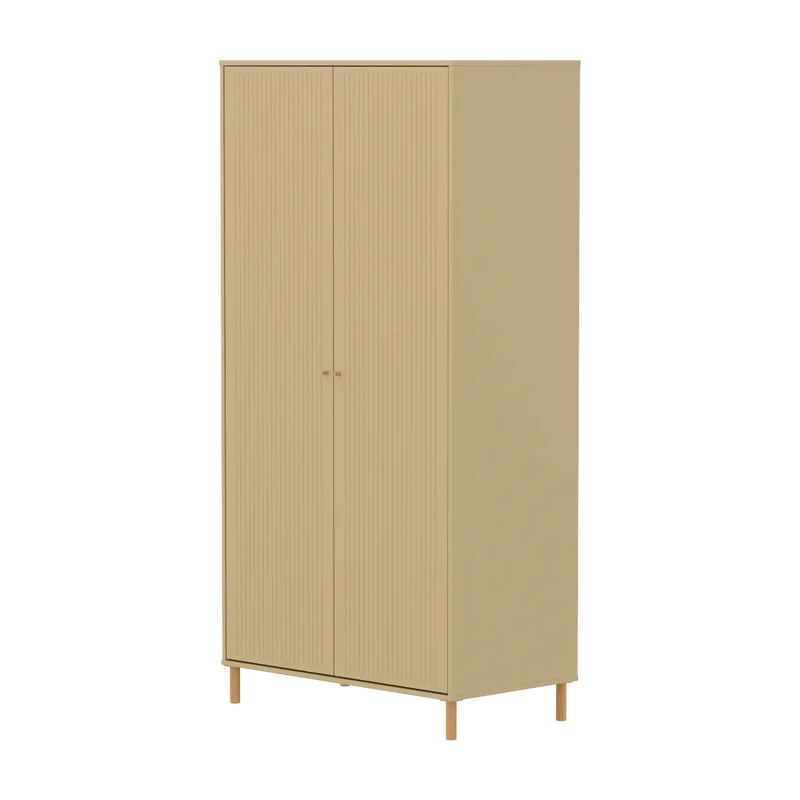 Flexa Saga Kleiderschrank, 2 Türen mit Rillen Sand/Eiche