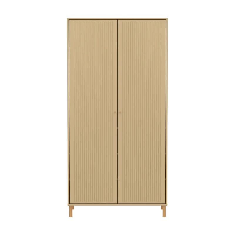 Flexa Saga Kleiderschrank, 2 Türen mit Rillen Sand/Eiche