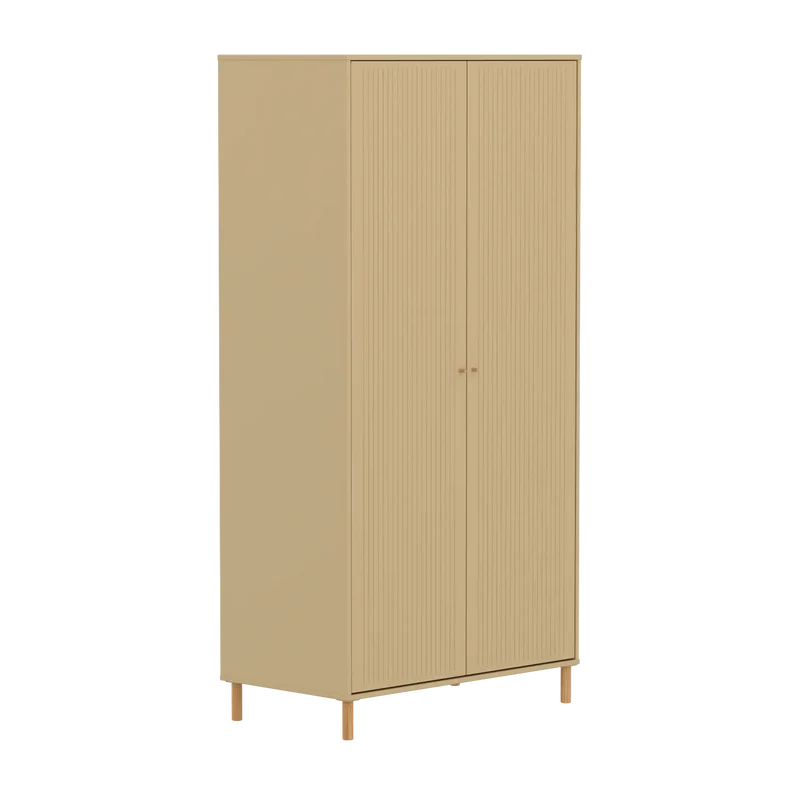 Flexa Saga Kleiderschrank, 2 Türen mit Rillen Sand/Eiche