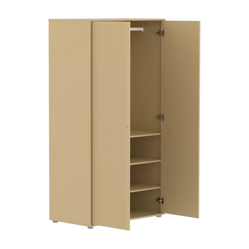 Flexa Saga Kleiderschrank, 2 Türen mit Rillen Sand/Eiche