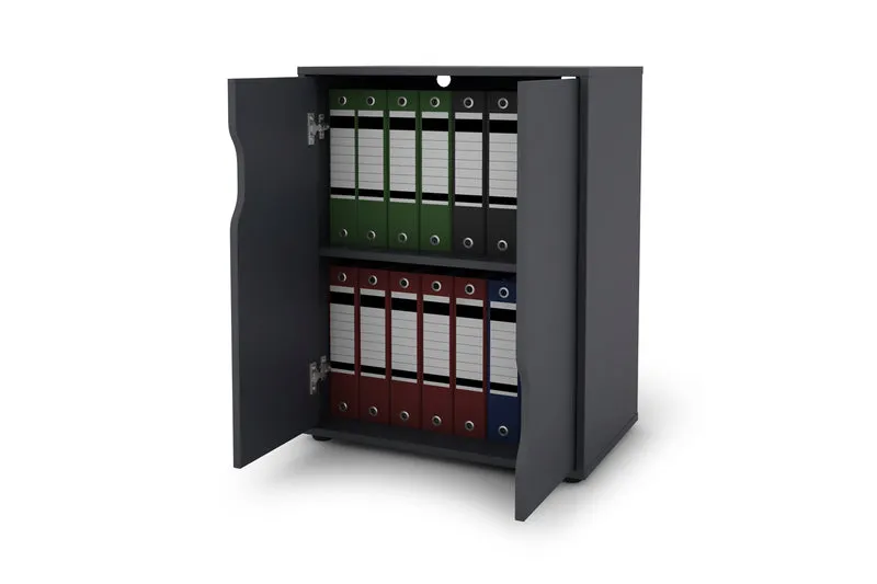 Aktenschrank BELFAST / mit viel Stauraum / 2 Türen / weiß oder anthazit / B 60, H 76,5, T 37 cm