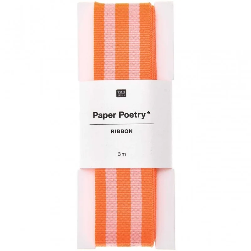 DUO STRIPE RIBBON - NEON RED & PINK