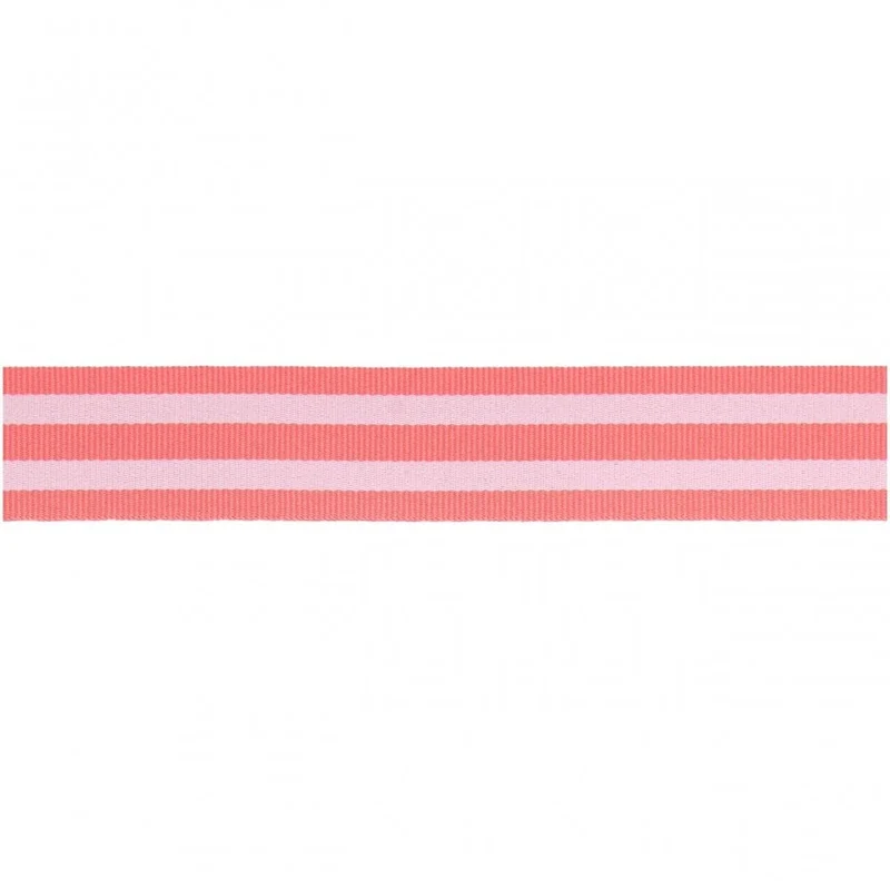 DUO STRIPE RIBBON - NEON PINK & WHITE