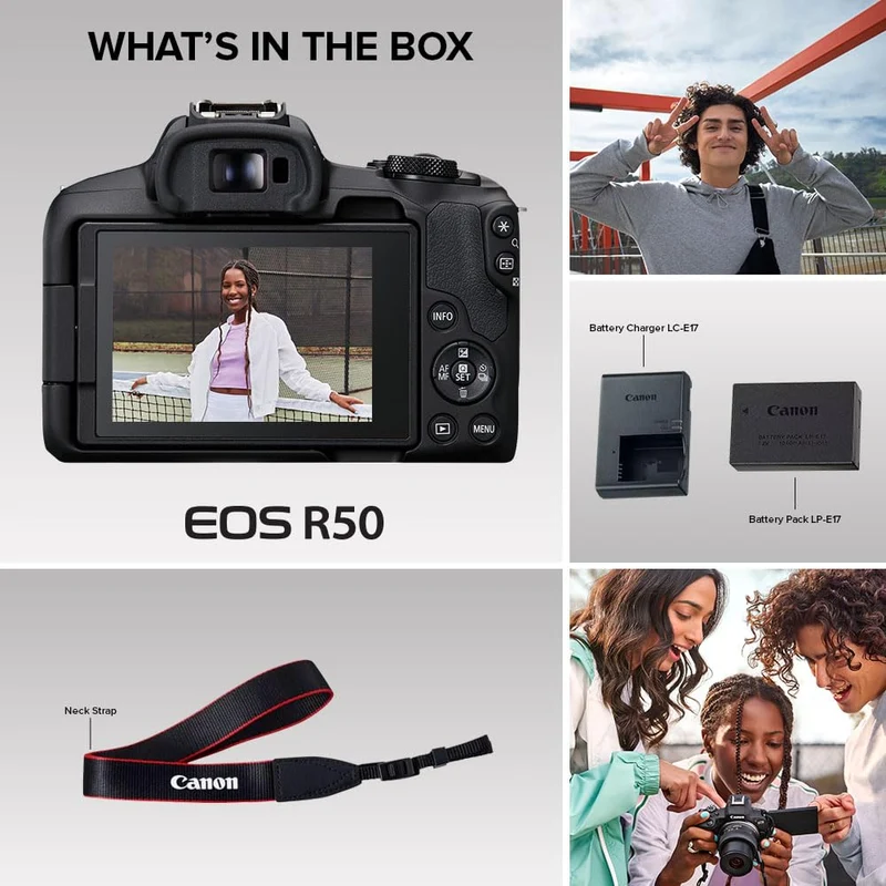 Canon EOS R50 Mirrorless RF-S18-45mm F4.5-6.3 is STM Lens Kit, 24.2 MP