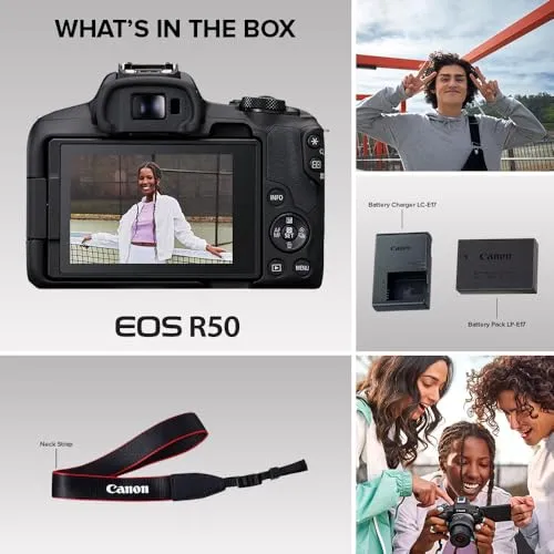 Canon EOS R50 Mirrorless RF-S18-45mm F4.5-6.3 is STM Lens Kit, 24.2 MP