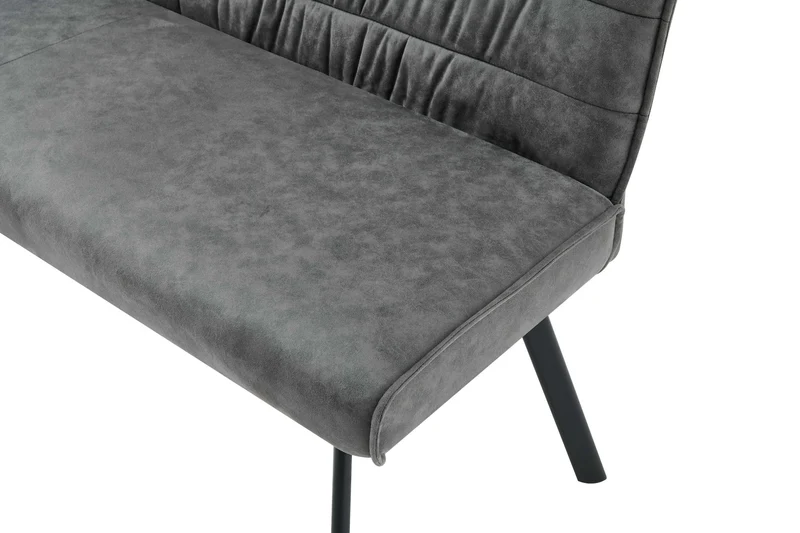 Bank ROBBIE / Vintage Bezug in anthrazit, Gestell in schwarz / Steppung im Rücken und umlaufender Keder, Taschenfederkern für hohen Sitzkomfort / Sitzbank, Esszimmerbank / Maße: B 161, H 90, T 63 cm