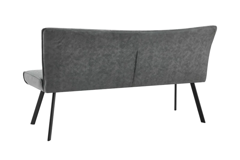 Bank ROBBIE / Vintage Bezug in anthrazit, Gestell in schwarz / Steppung im Rücken und umlaufender Keder, Taschenfederkern für hohen Sitzkomfort / Sitzbank, Esszimmerbank / Maße: B 161, H 90, T 63 cm
