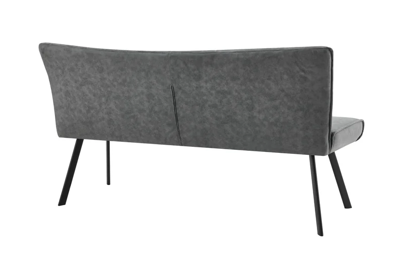 Bank ROBBIE / Vintage Bezug in anthrazit, Gestell in schwarz / Steppung im Rücken und umlaufender Keder, Taschenfederkern für hohen Sitzkomfort / Sitzbank, Esszimmerbank / Maße: B 161, H 90, T 63 cm