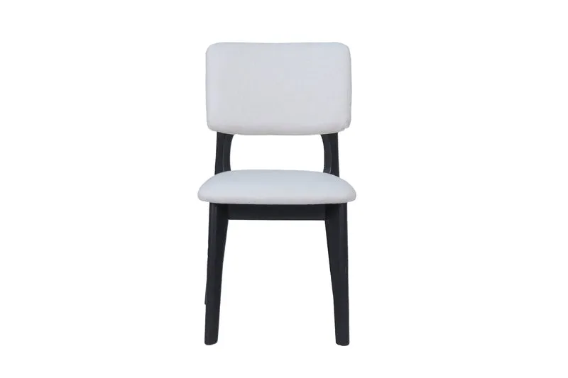 Esszimmerstuhl 2er Set ELSA / Webstoff beige oder grau / Gestell Massivholz schwarz / B 48, H 87, T 54 cm
