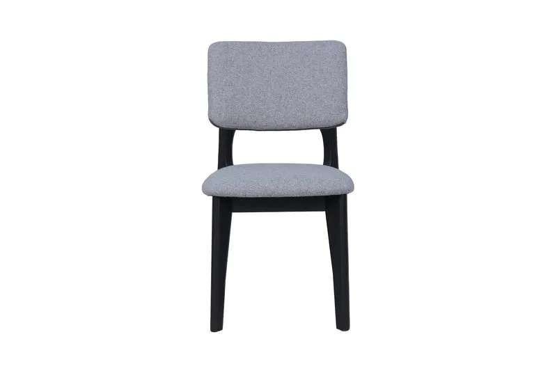 Esszimmerstuhl 2er Set ELSA / Webstoff beige oder grau / Gestell Massivholz schwarz / B 48, H 87, T 54 cm