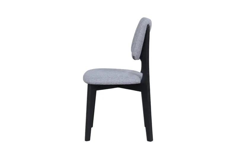 Esszimmerstuhl 2er Set ELSA / Webstoff beige oder grau / Gestell Massivholz schwarz / B 48, H 87, T 54 cm
