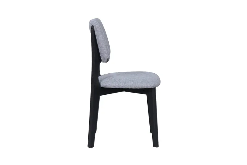 Esszimmerstuhl 2er Set ELSA / Webstoff beige oder grau / Gestell Massivholz schwarz / B 48, H 87, T 54 cm