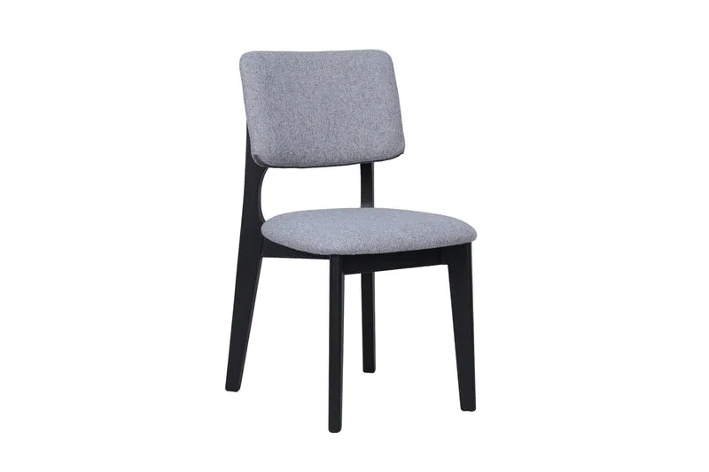 Esszimmerstuhl 2er Set ELSA / Webstoff beige oder grau / Gestell Massivholz schwarz / B 48, H 87, T 54 cm