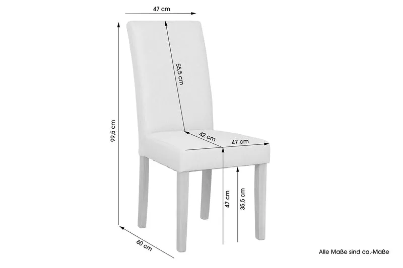 Esszimmerstuhl 2er Set ELIAS / Webstoff taupe oder dunkelgrau / Gestell Massivholz Rubberwood natur / B 47, H 99,5, T 60 cm