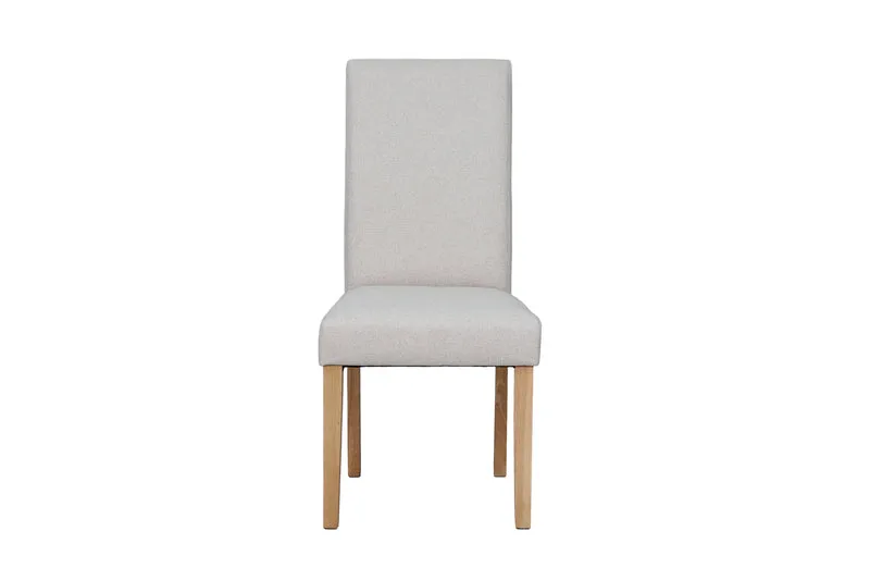 Esszimmerstuhl 2er Set ELIAS / Webstoff taupe oder dunkelgrau / Gestell Massivholz Rubberwood natur / B 47, H 99,5, T 60 cm