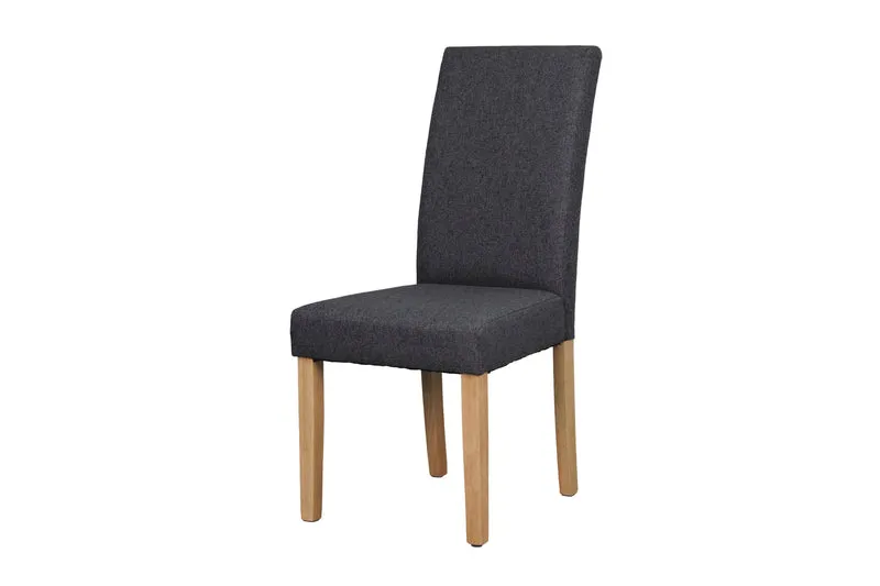 Esszimmerstuhl 2er Set ELIAS / Webstoff taupe oder dunkelgrau / Gestell Massivholz Rubberwood natur / B 47, H 99,5, T 60 cm