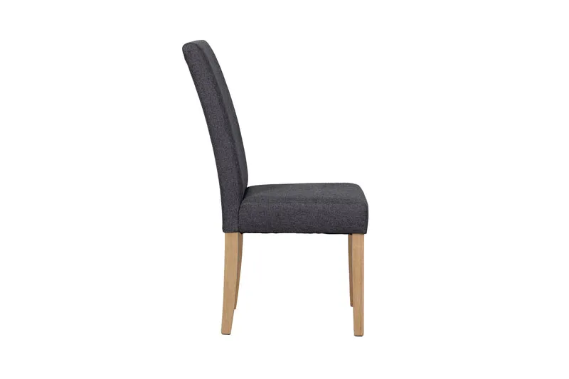 Esszimmerstuhl 2er Set ELIAS / Webstoff taupe oder dunkelgrau / Gestell Massivholz Rubberwood natur / B 47, H 99,5, T 60 cm