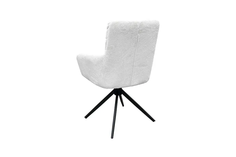Esszimmerstuhl 2er Set PURA / Grob-Cord dunkelgrau oder off-white / Gestell Metall schwarz matt / Sitzschale 360° drehbar / B 58, H 74, T 60 cm