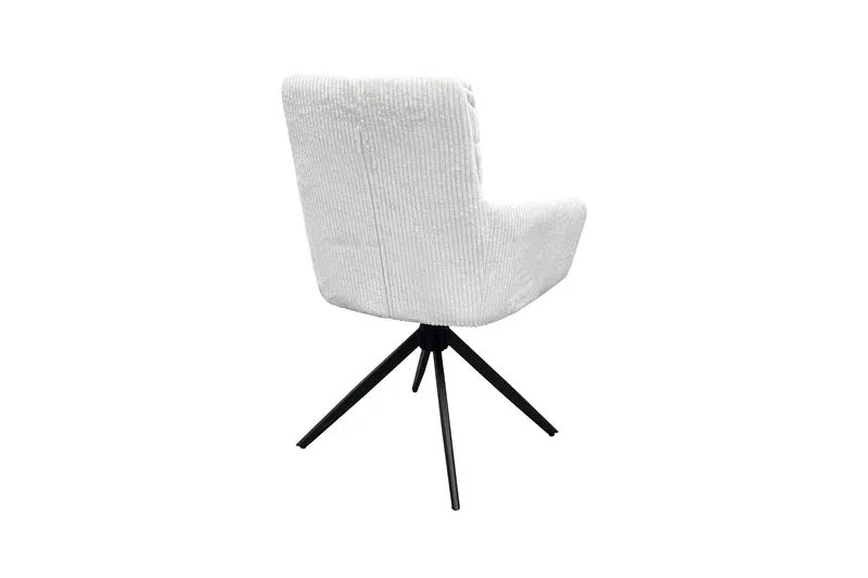 Esszimmerstuhl 2er Set PURA / Grob-Cord dunkelgrau oder off-white / Gestell Metall schwarz matt / Sitzschale 360° drehbar / B 58, H 74, T 60 cm
