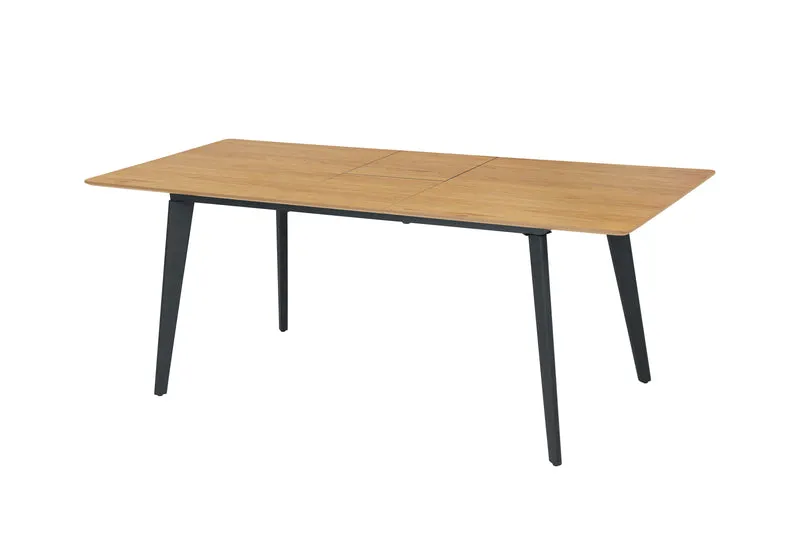 Esstisch OKLAHOMA / mit Auszug / Tischplatte Eichen-Optik / mit Schweizer Kante / Gestell Metall schwarz / HPL-Beschichtung / Küchentisch / 160-200 x 90, H 76 cm