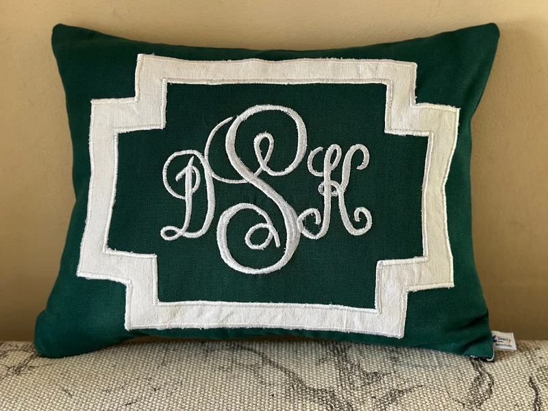 Green Long Lumbar Pillow, Monogrammed Custom Cushion Cover, Green Home Decor, Gifts for Birthday