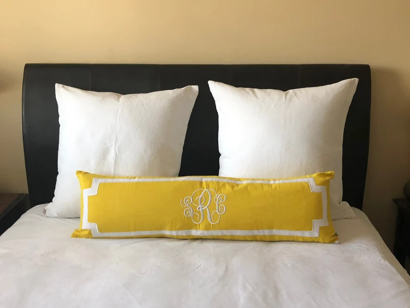 Monogrammed Lumbar Pillow Cover, Bedroom Monogram Pillow Covers, Headboard Pillow Cover, Monogram Wedding Pillow Cover(12"x40")