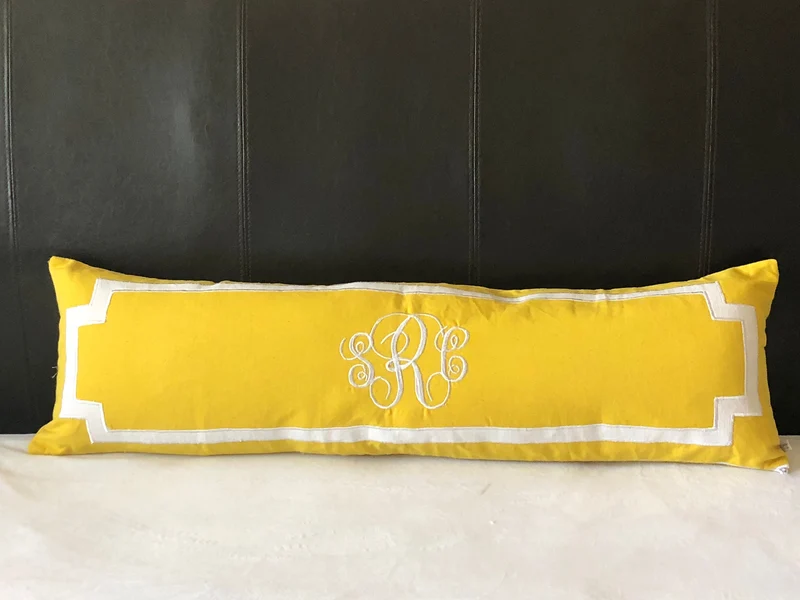 Monogrammed Lumbar Pillow Cover, Bedroom Monogram Pillow Covers, Headboard Pillow Cover, Monogram Wedding Pillow Cover(12"x40")