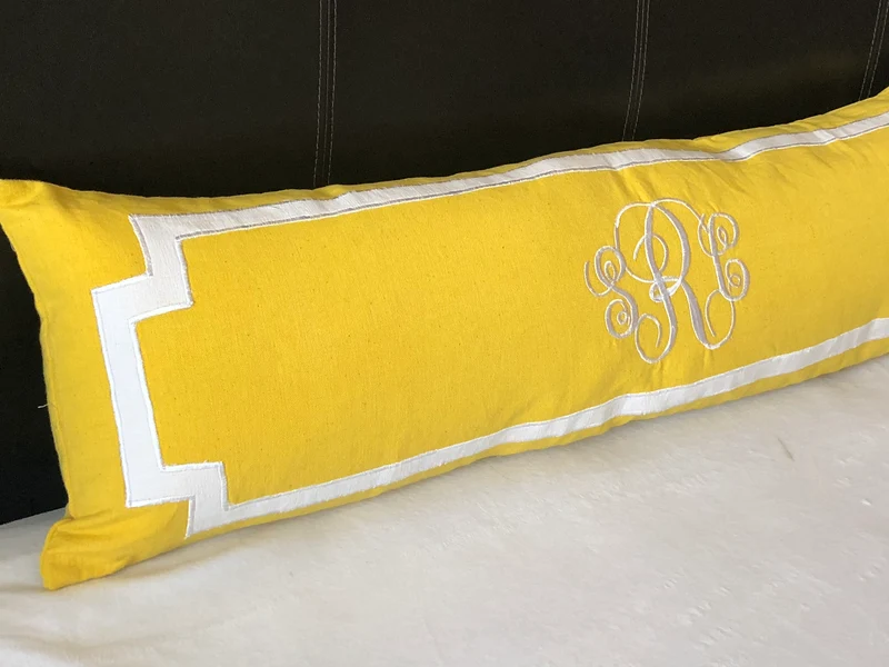 Monogrammed Lumbar Pillow Cover, Bedroom Monogram Pillow Covers, Headboard Pillow Cover, Monogram Wedding Pillow Cover(12"x40")